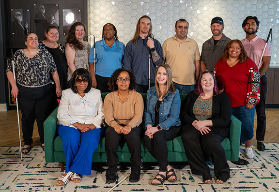 Ather Jammoa with a cohort from the 2024 IEP workshop at the NFB Jernigan Institute.